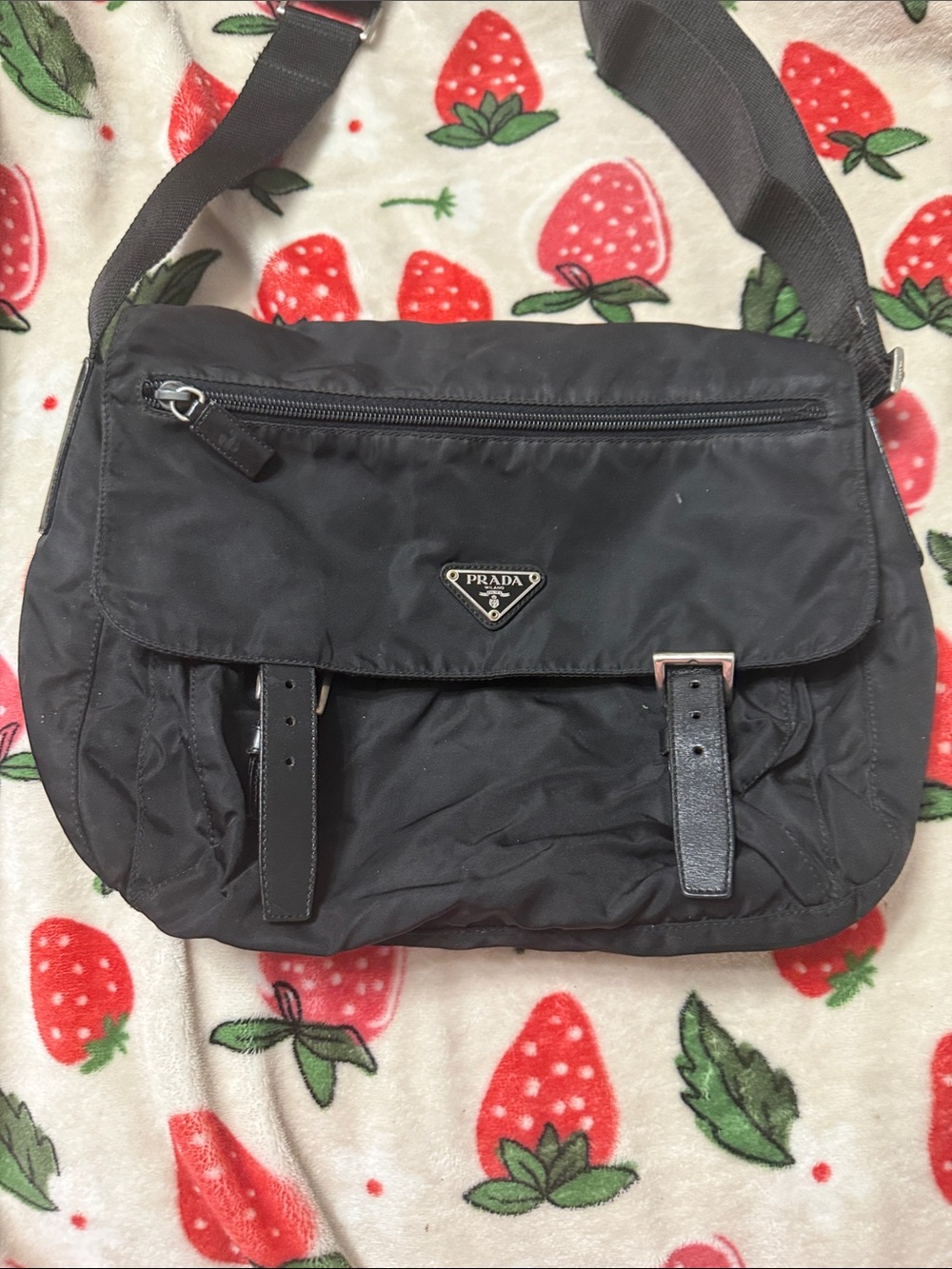 Prada Black Nylon Crossbody Messenger Bag